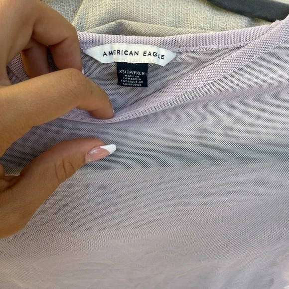 American Eagle Sheer Mesh Baby Tee 💜 XS | Soft Lilac - Picture 2 of 3